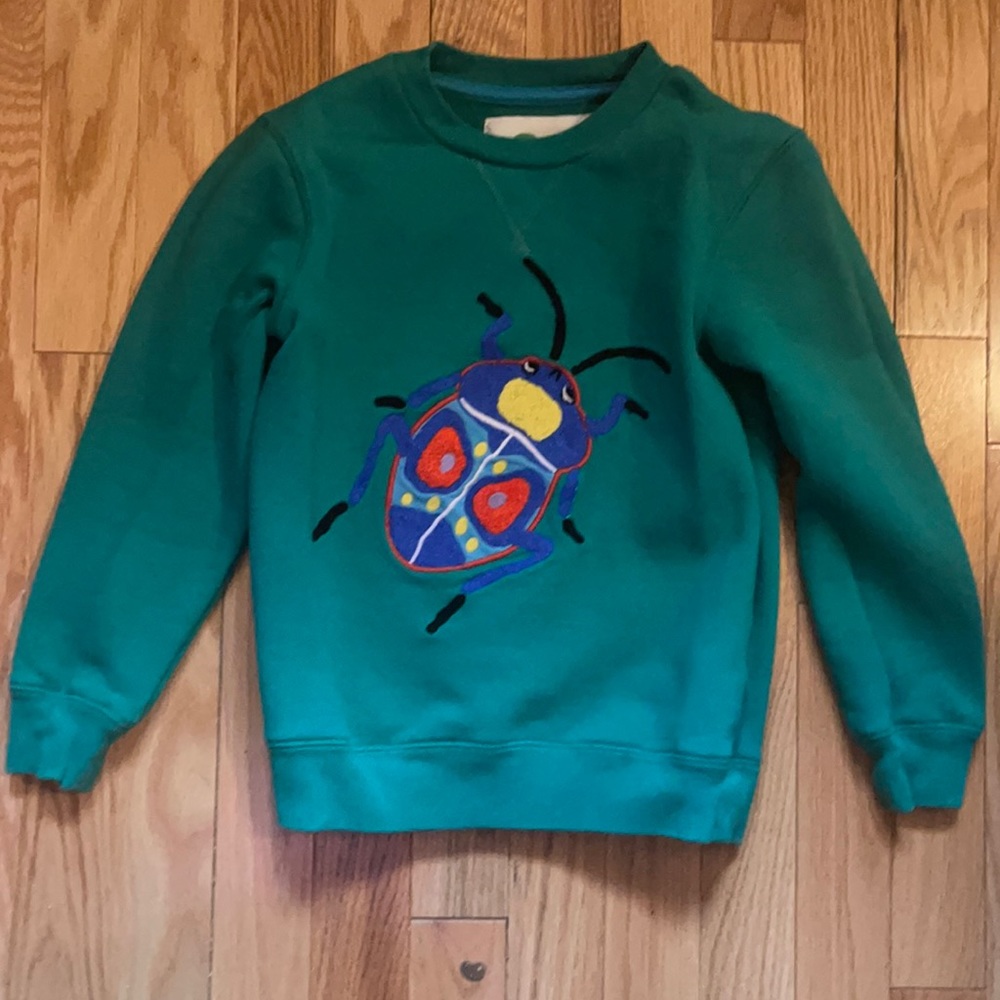 Mini Boden green beetle 🪲 sweater size 7-8